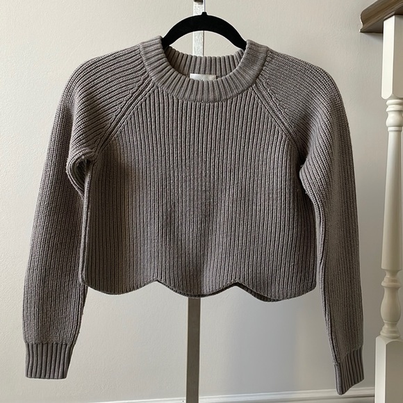 Wilfred Sardou crop scallop sweater dusty taupe sz XS - Picture 1 of 6